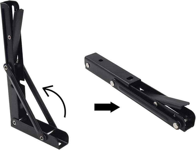 قوس رف قابل للطي ثقيل الوزن أسود اللون قابل للطي مثبت على الحائط مقاس 492 × 23 × 133 مم - Image 4