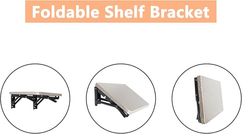 قوس رف قابل للطي ثقيل الوزن أسود اللون قابل للطي مثبت على الحائط مقاس 492 × 23 × 133 مم - Image 5