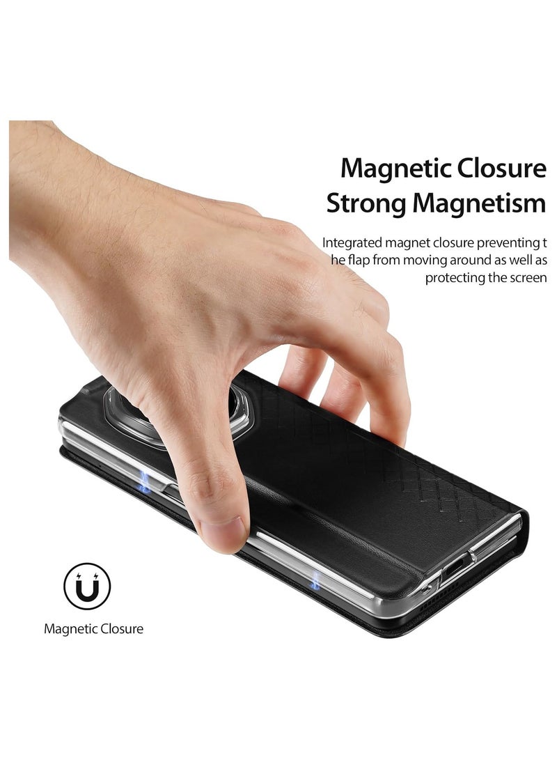 General Case Compatible with Honor Magic V3 5G (2024) Case, Magnetic Closure Business Flip PU Leather Case Kickstand Design Card Pocket Cover Support Wireless Charging  - Image 3