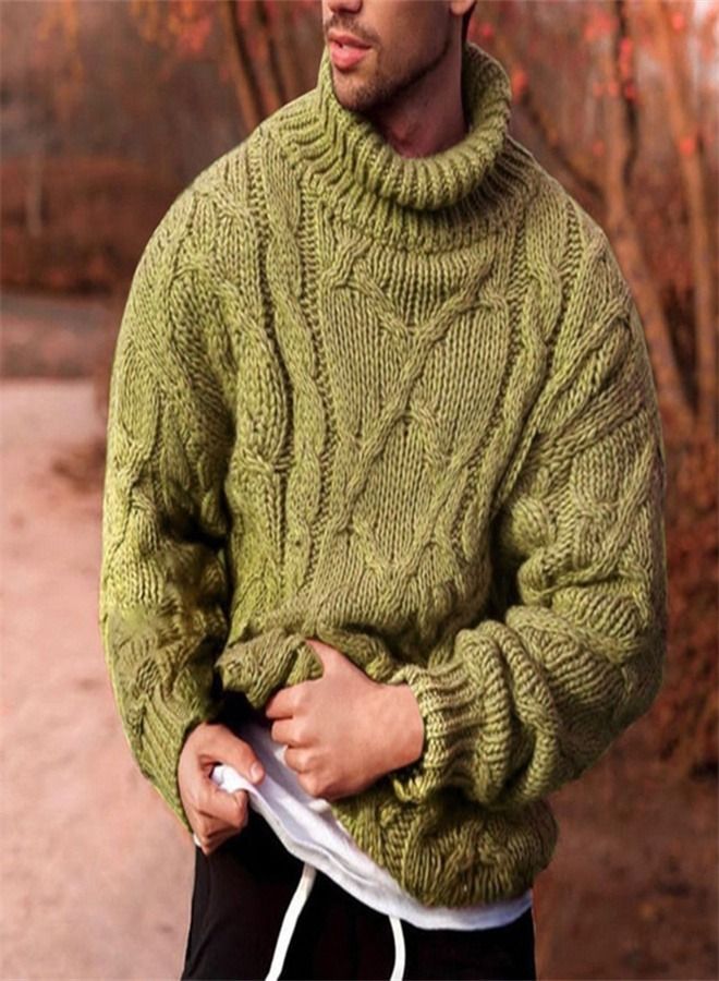 Loquat Men's Fashion Casual Sweater Green 