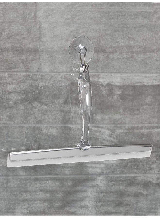 iDesign Zia Metal and Plastic Bathroom Squeegee for Shower, Glass Doors, Floors, Mirrors, with Suction Hook Holder , 12 Inches, Clear and Stainless Steel - Image 2