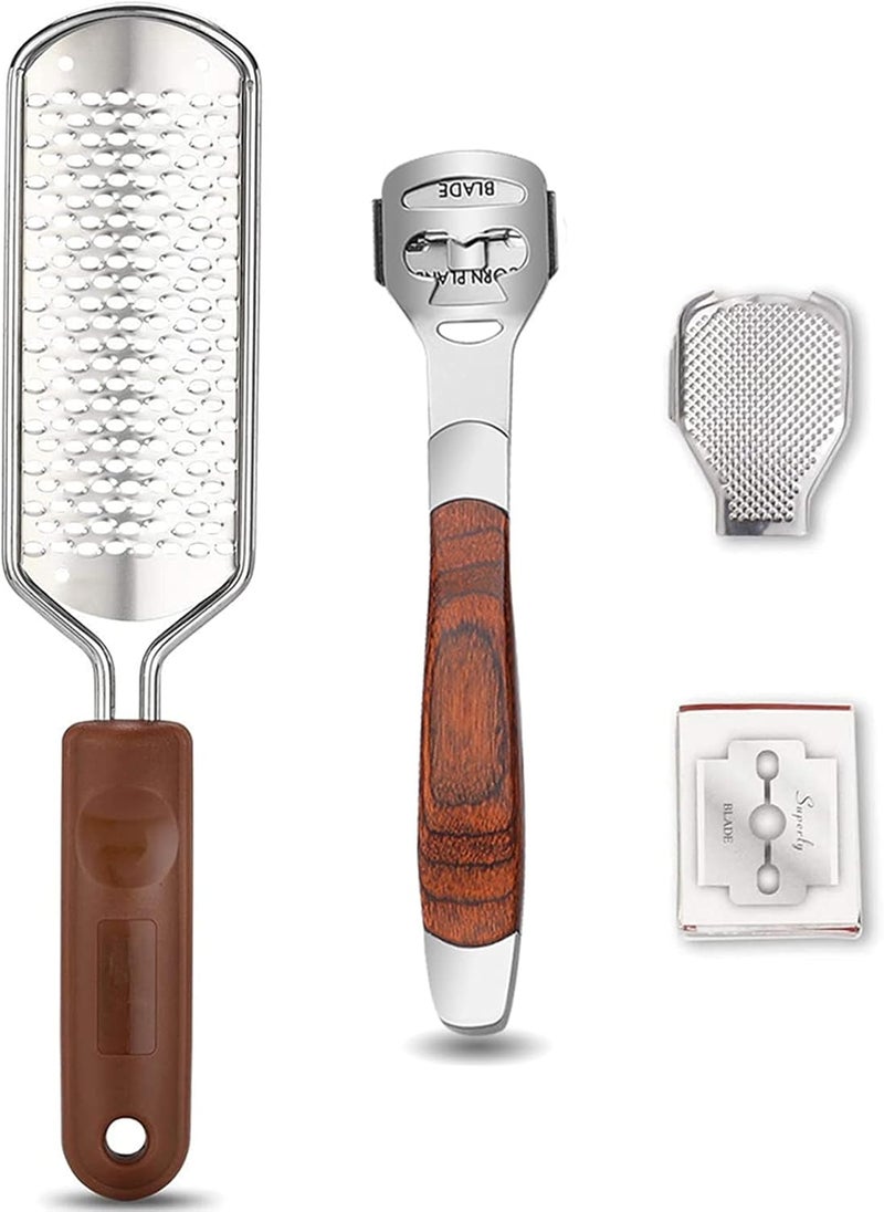 Colossal Foot Rasp  Wood Handle Callus Shaver 10 Replacement  1 Foot File Heads Pedicure Foot File Kit Heel Scraper for Feet Foot File Callus Remover