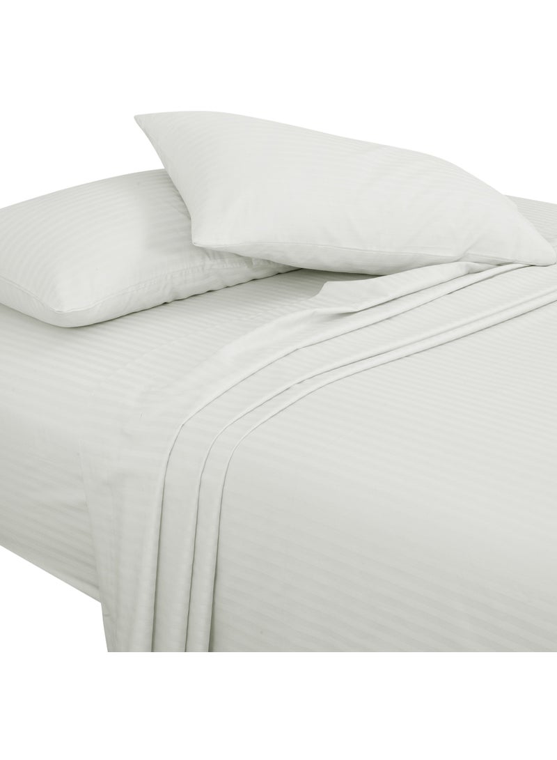 Bliss Casa Bliss Casa 3 Pieces 1cm Stripe Bed Sheets Super King (200x200+30 cm) - Soft Satin Sheet Set with Pillowcases - Deep Pocket, Hotel Collection, Luxury Bedding Set include 1 fitted Sheet, 2 Pillowcases  - Image 1