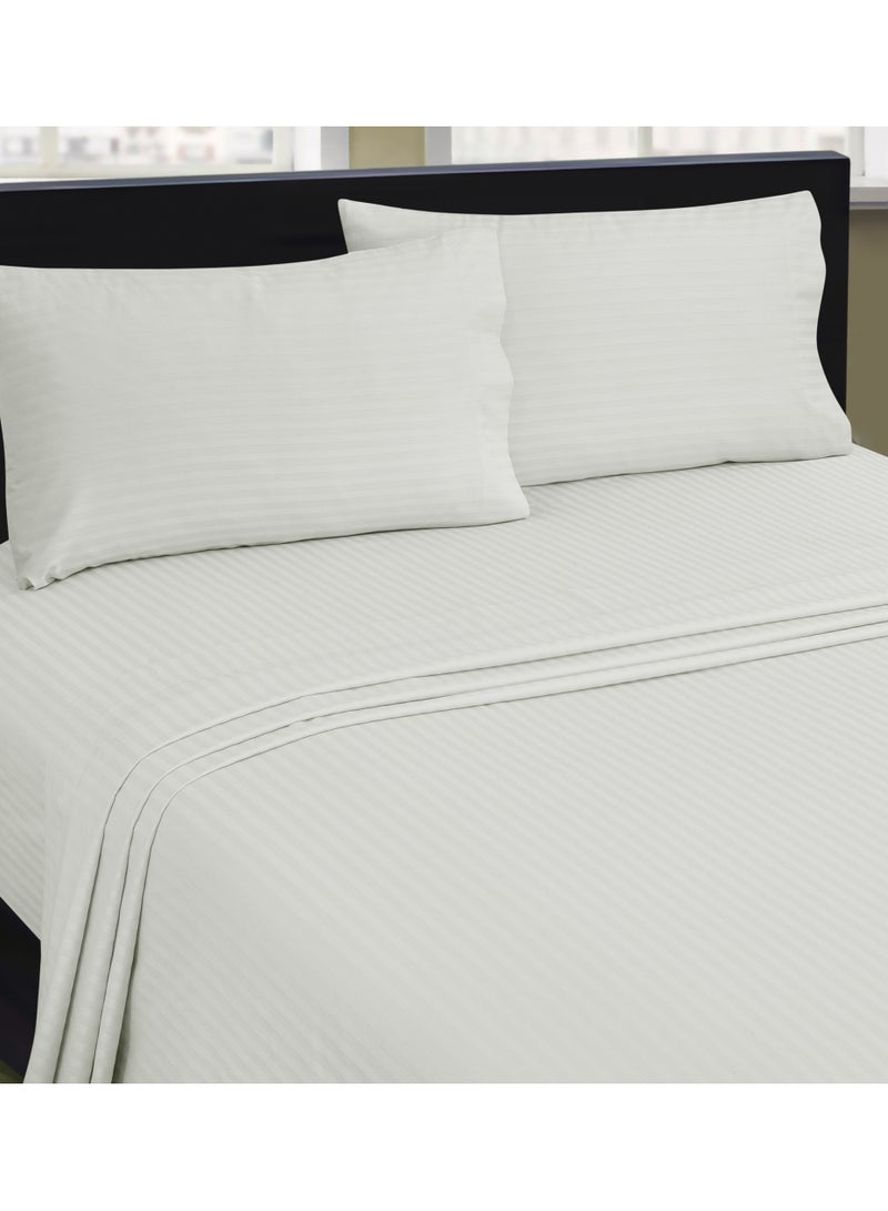 Bliss Casa Bliss Casa 3 Pieces 1cm Stripe Bed Sheets Super King (200x200+30 cm) - Soft Satin Sheet Set with Pillowcases - Deep Pocket, Hotel Collection, Luxury Bedding Set include 1 fitted Sheet, 2 Pillowcases  - Image 3