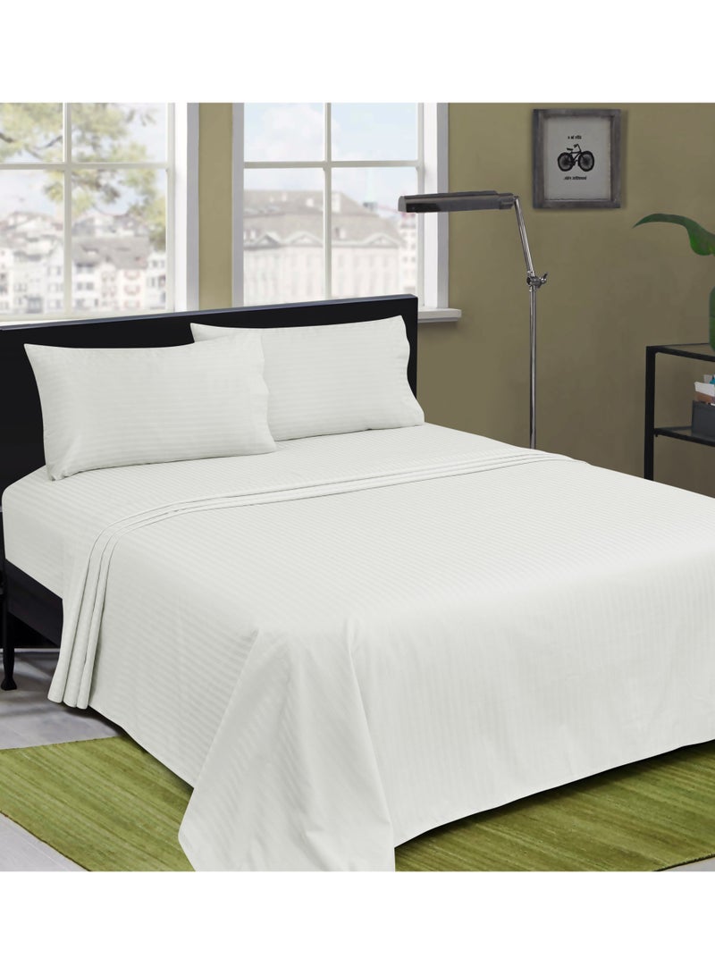 Bliss Casa Bliss Casa 3 Pieces 1cm Stripe Bed Sheets Super King (200x200+30 cm) - Soft Satin Sheet Set with Pillowcases - Deep Pocket, Hotel Collection, Luxury Bedding Set include 1 fitted Sheet, 2 Pillowcases  - Image 5