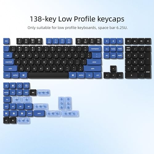 dagaladoo Low Profile PBT keycaps,Doubleshot keycaps for Mechanical Keyboard,138-keys Black/Blue Keyboard Key caps, for Mechanical Keyboard, Compatible with ANSI/ISO,TKL, Full-Sized Layout - Image 2