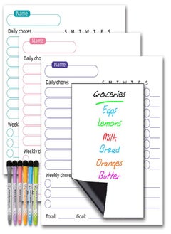 ZCM-HAPPY Reusable Magnetic Whiteboard Monthly Weekly Meal and Daily Planner for Fridge with 3 Planners 8 Markers and 1 Eraser Assorted Colors Fridge Planner Set  - Image 3