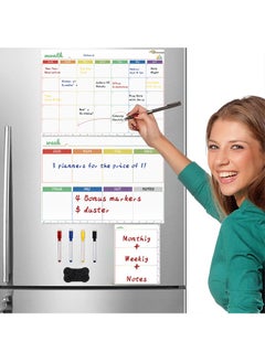 ZCM-HAPPY Reusable Magnetic Whiteboard Monthly Weekly Meal and Daily Planner for Fridge with 3 Planners 8 Markers and 1 Eraser Assorted Colors Fridge Planner Set  - Image 4