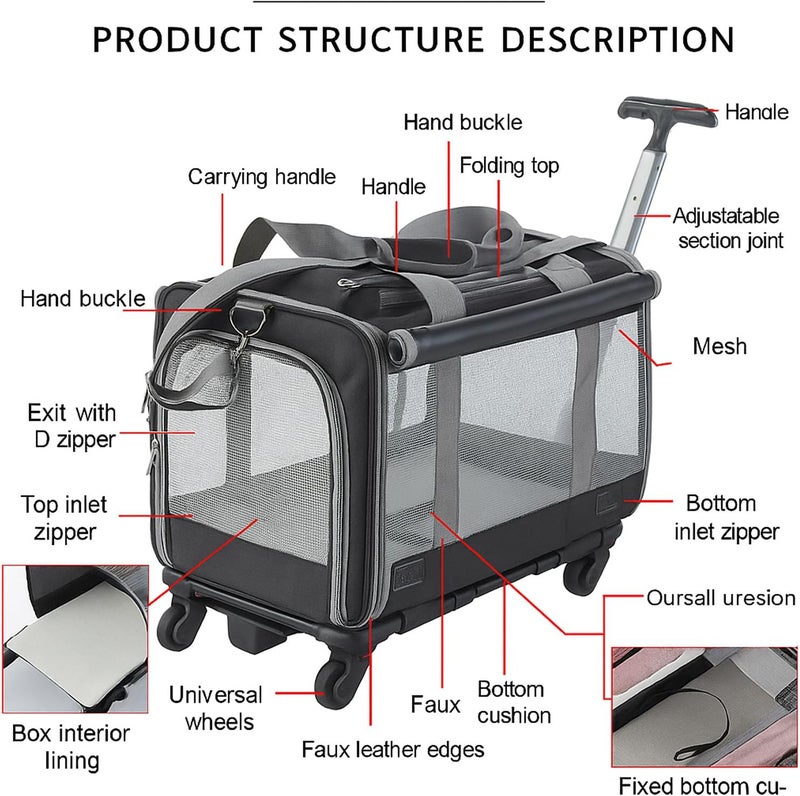 Moonmen Long term heavy use compatible Expandable Pet Carrier, Ventilated Mesh, with Escape-Proof Leash, Padded Shoulder Straps, for Cats and Dogs (XX-Large) Consistent single item quality - Image 4