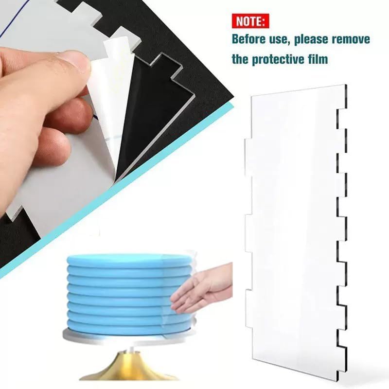 AZOFIA 6 Pack Cake Scraper Smoother, Acrylic Double Edge Sided Patterned Cake Decorating Scraper Comb for Mousse Butter Cream Dessert Decor - Image 5