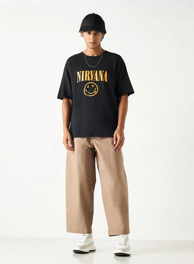 SP Characters Nirvana Print T-shirt with Crew Neck and Short Sleeves