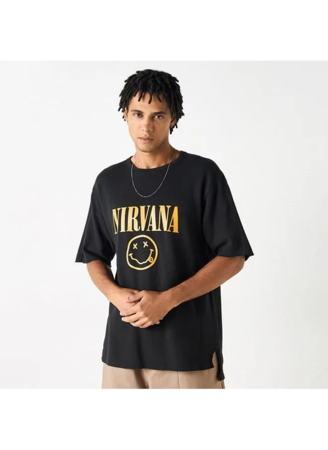 SP Characters Nirvana Print T-shirt with Crew Neck and Short Sleeves