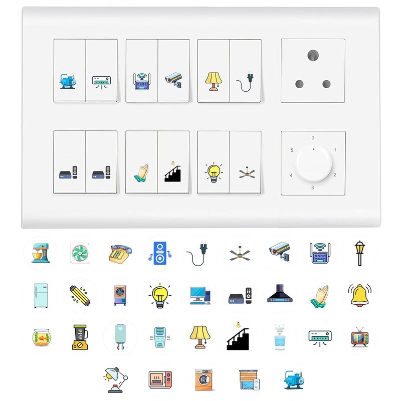 Twinster Transparent Stickers for Switch Board for Home 32 Designs Wall Switches Decoration 495 Stickers Contain All Common Switch Stickers - Image 1