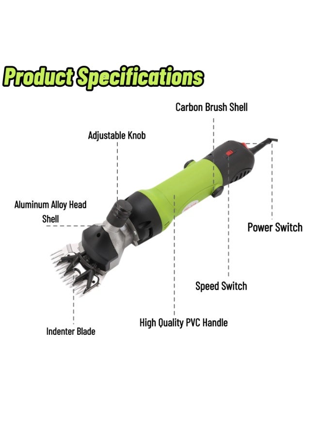 GearZone Upgrade Professional Wool Shears, Adapted for Sheep Grooming, 1000W Electric Pet Trimmer Machine, Professional Animal Hair Clipper with Trimmer Adjustable Speed（Green） - Image 3