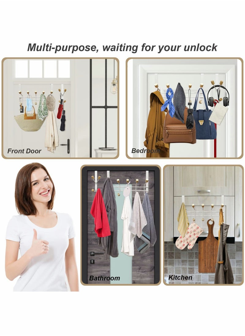 Excefore - Over The Door Hooks, Sturdy Metal Over The Door Hanger with Wooden Edge (3 Pcs Set, 20 Hooks) - Image 1