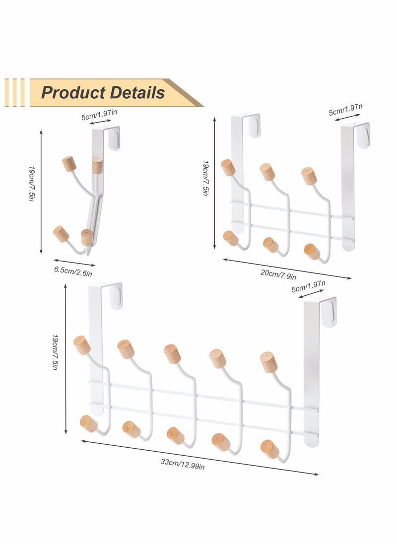 Excefore - Over The Door Hooks, Sturdy Metal Over The Door Hanger with Wooden Edge (3 Pcs Set, 20 Hooks) - Image 1