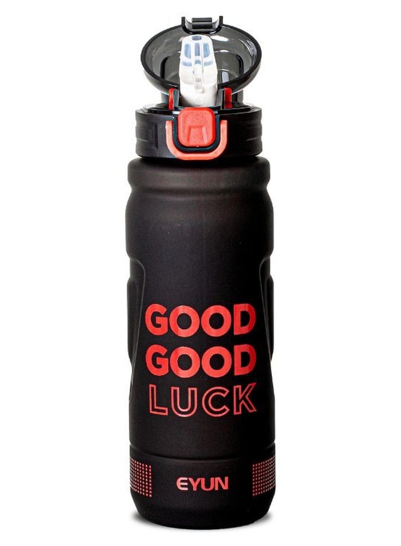 Good luck sports water bottle with handle and straw unisex leakproof bpa free for outdoor school gym and office 1000ml red - Image 1