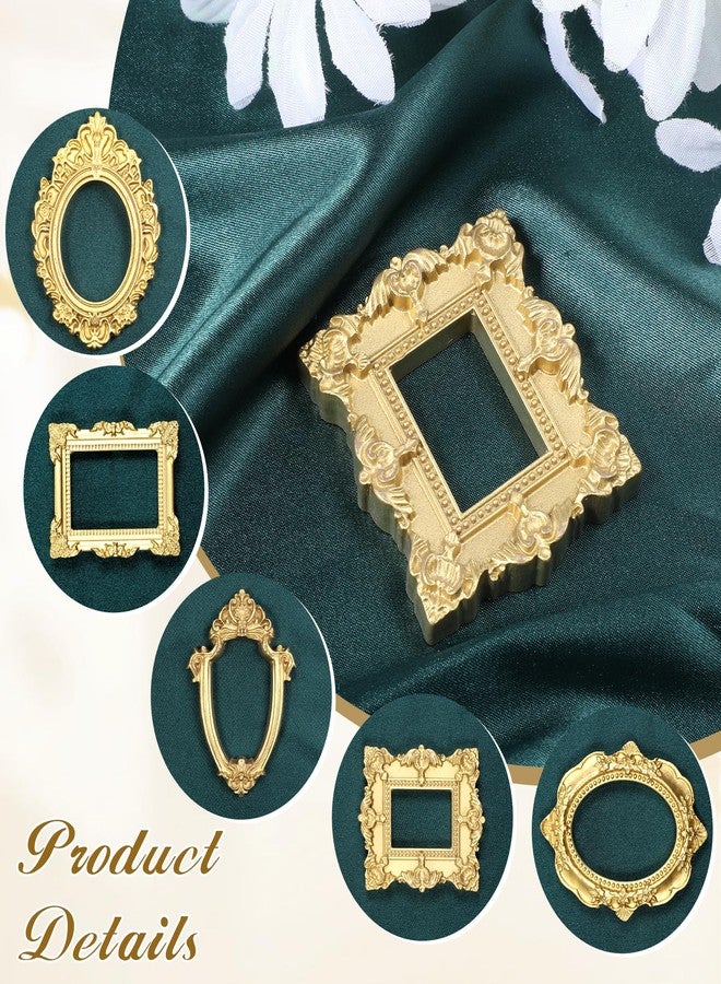 Ajcotahm 10 PCS Vintage Mini Gold Frames, Small Picture Frames, Tiny Antique Resin Photo Frame for DIY Jewelry Display Holiday Party Photography Wall Hanging Decor - Image 3