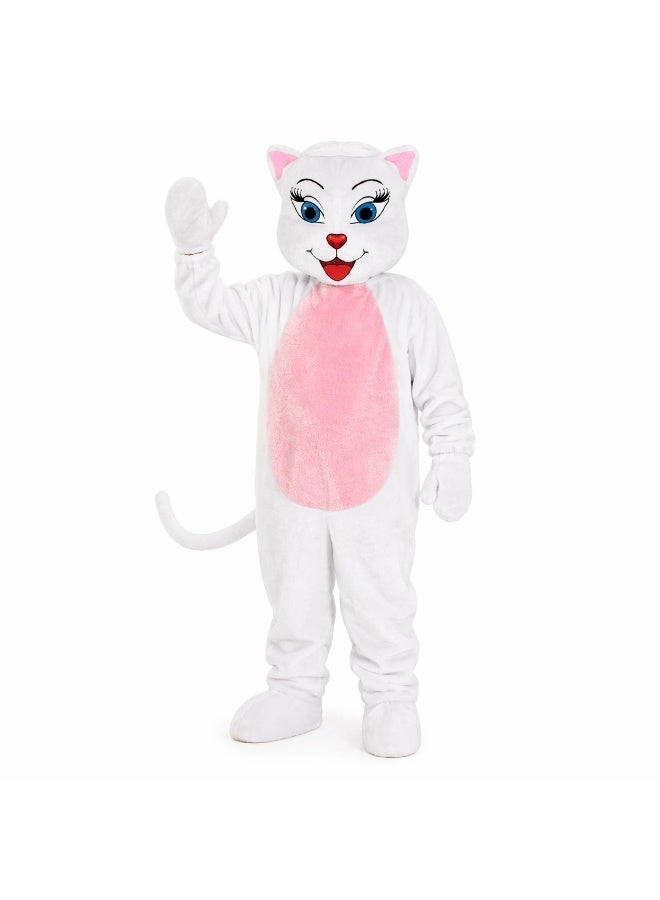 Kids White Cat Costume Jumpsuit - Soft Fleece Animal Onesie - Sizes 2 to 14 Years - Image 2