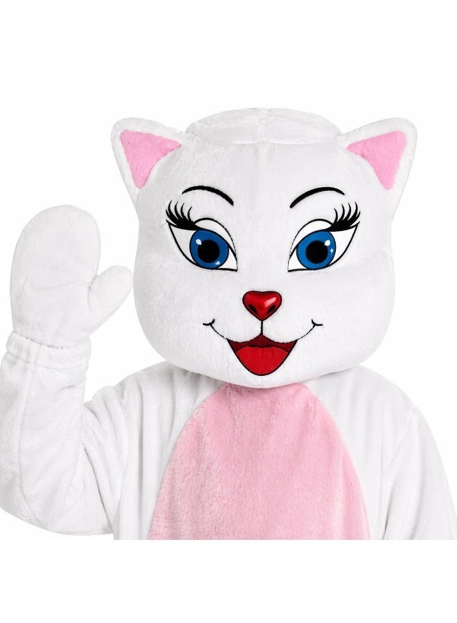 Kids White Cat Costume Jumpsuit - Soft Fleece Animal Onesie - Sizes 2 to 14 Years - Image 3