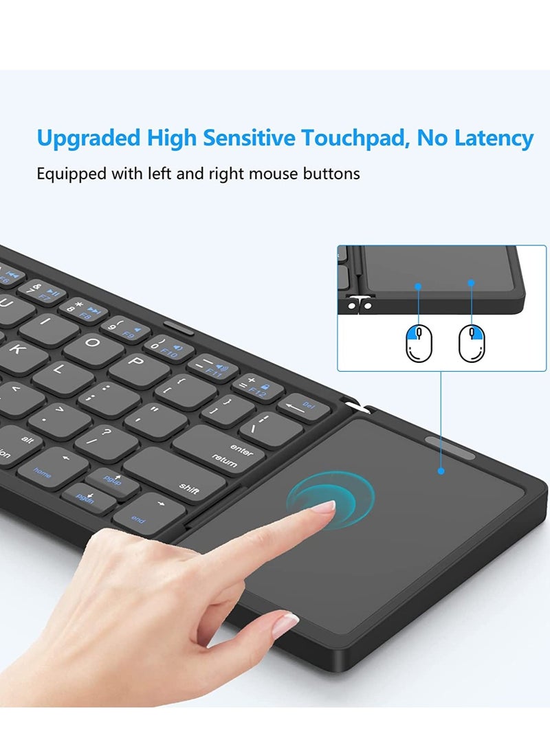 Generic - Foldable Bluetooth Keyboard, Tri- Foldable Portable Wireless Keyboard with Touchpad, USB-C Rechargeable for iOS, Android, Windows System Laptop Tablet Smartphone Device - Image 1