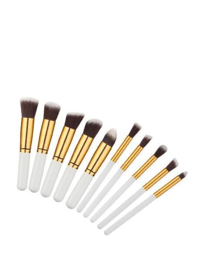 Professional 10-Piece Makeup Brush Set (5 Large + 5 Small) with High-Quality Handle – Multi-Color - Image 1