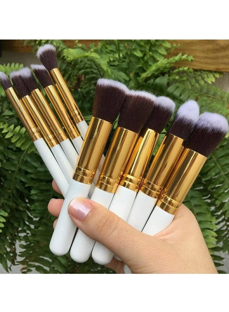 Professional 10-Piece Makeup Brush Set (5 Large + 5 Small) with High-Quality Handle – Multi-Color - Image 2