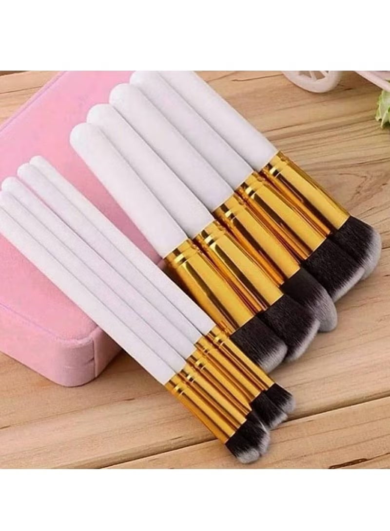 Professional 10-Piece Makeup Brush Set (5 Large + 5 Small) with High-Quality Handle – Multi-Color - Image 4