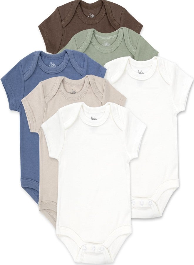 Baby Essentials Unisex Baby Boys and Girls Solid Color 6 Piece Bodysuit Set (Solid Earth Tone 6 Piece, 3 Months) - Image 1