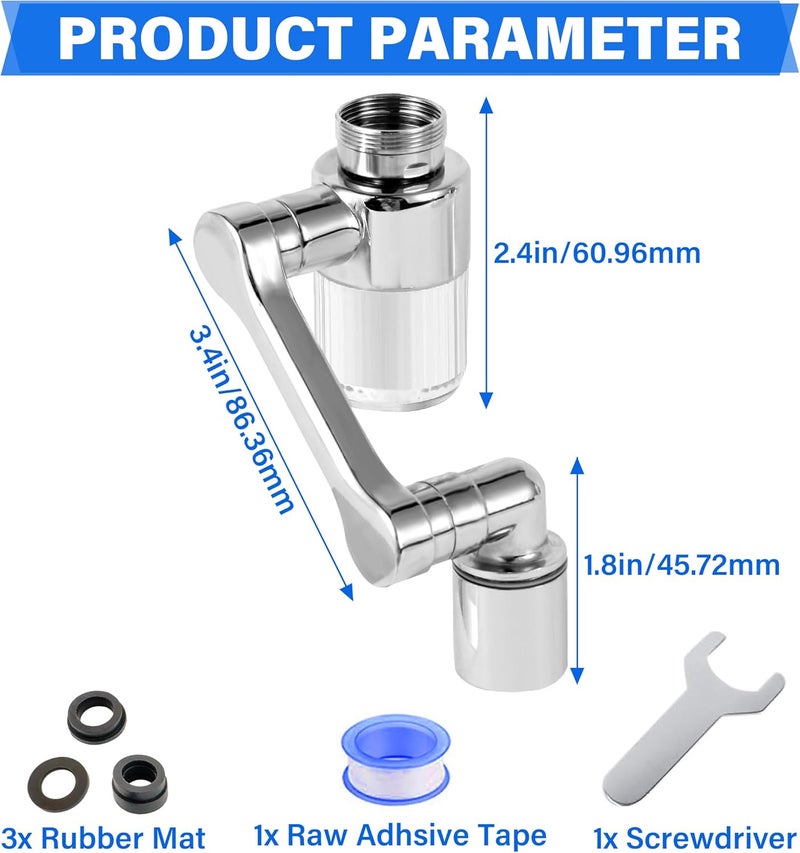 Shaobrc 360° Rotating Faucet Extender with Adapter – Multifunctional Sink Spray Head for Bathroom & Kitchen Sinks (Equipped with a 6-inch sink filter and 2 spray modes) - Image 2