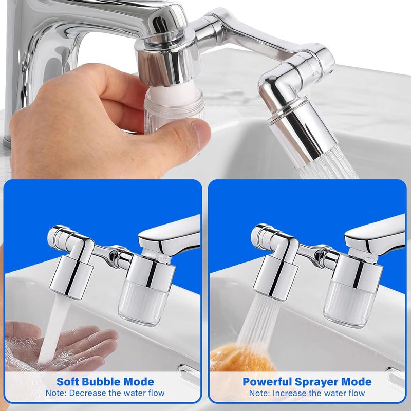 Shaobrc 360° Rotating Faucet Extender with Adapter – Multifunctional Sink Spray Head for Bathroom & Kitchen Sinks (Equipped with a 6-inch sink filter and 2 spray modes) - Image 3