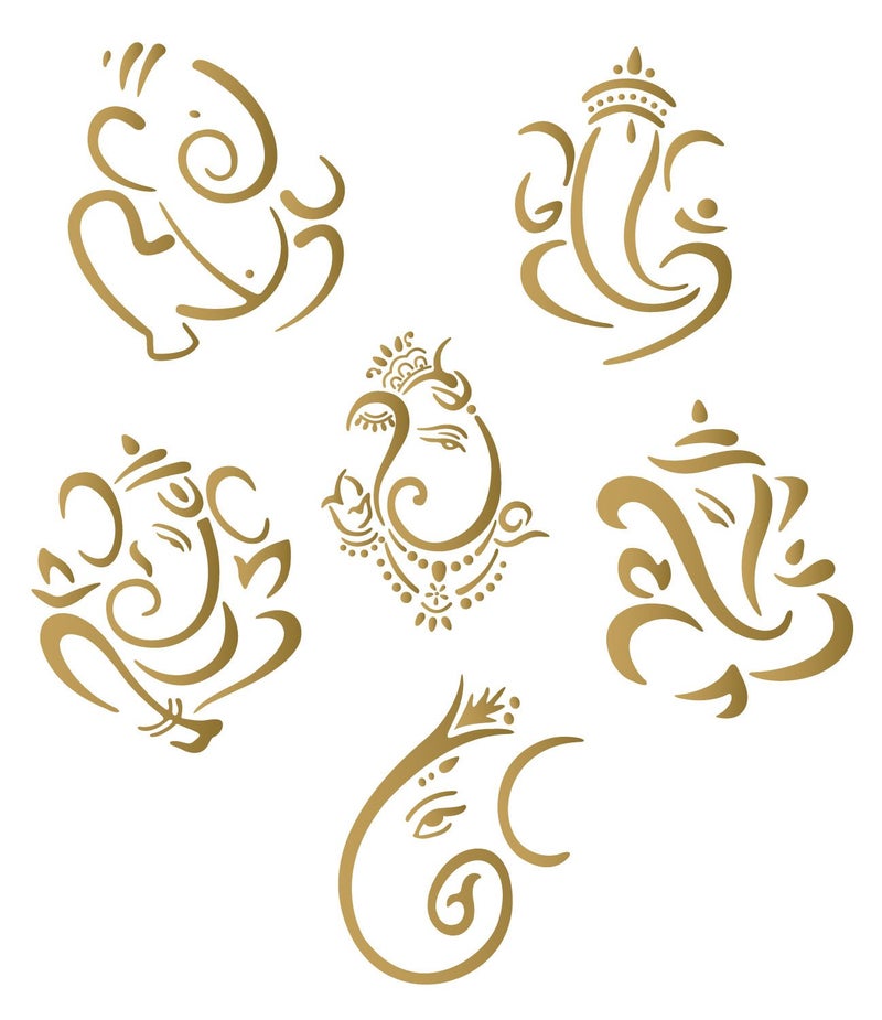 WallDesign Vinyl Ganesha Door Car Bike Sticker, 3 x 0.1 x 3 Inches, Gold - Image 1