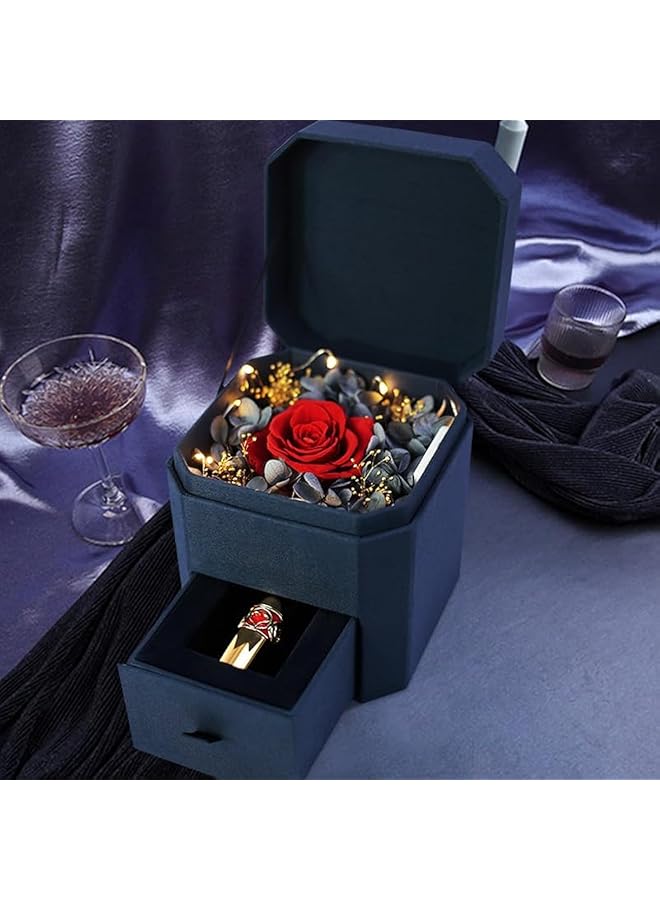 إيروريكس صندوق هدايا وردة حمراء محفوظة زهور أبدية هدايا ورد للأم والصديقة والزوجة في عيد الحب وعيد الأم وأعياد الميلاد والذكرى السنوية هدايا رومانسية لها - Image 1