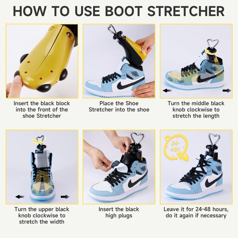 Exshoiu Shoe Stretcher Men Women, 4-Way Boot Stretcher Stretch Width & Length, Shoe Tree Adjustable Leather Boot Widener Stretcher for Wide Feets - Image 5