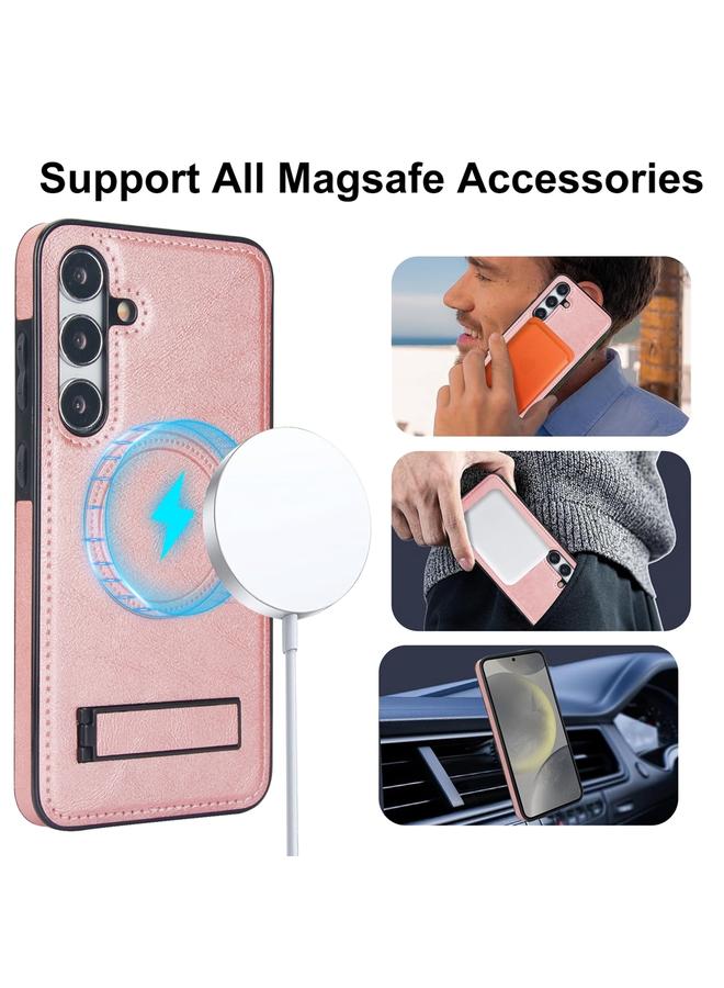 S-TOP Case For Samsung Galaxy S24 5G Retro Leather Invisible Stand MagSafe Phone Case - Image 2