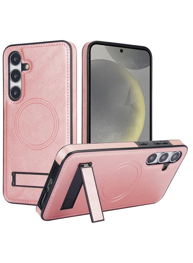 S-TOP Case For Samsung Galaxy S24 5G Retro Leather Invisible Stand MagSafe Phone Case - Image 1