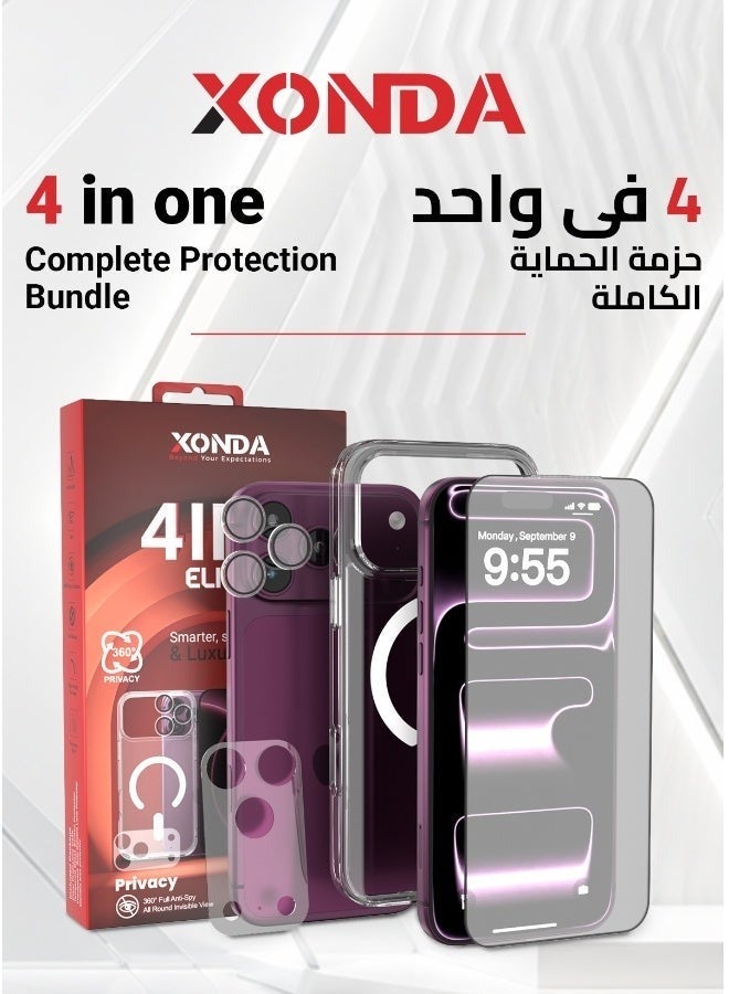 Xonda Elite 4IN1 Iphone 18 Pro Clear ( Mag safe Case , Screen Protector , Camera Lens , Matt Camera Back side protector) - Image 5