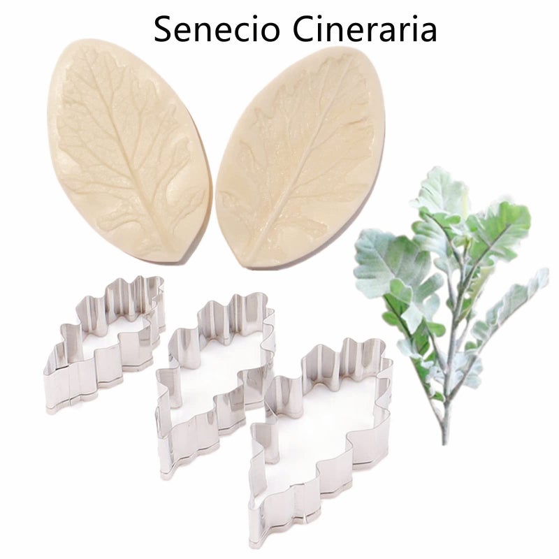 kulepin 8set Gumpaste Flower Silicone Mold and Cutter Stainless Steel Flower Cutter Fondant Flower Veining Molds Sugarcraft Flowers Making Tools for Cupacke Cookie Toppers Wedding Birthday Cake Decorating - Image 4