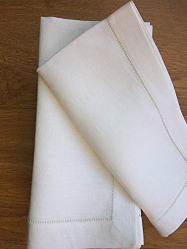 Minhcraft White Linen Hem Stitch Dinner Napkins - Set of 12 20"x20"-Ladder Hem Stitch 100% Linen Cloth Napkins-Super Value Bulk 12 Pack - Image 5