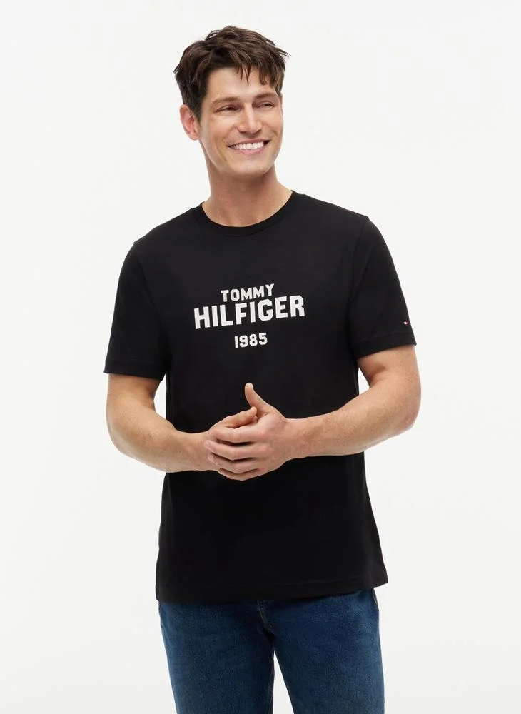 Contrast Logo Crew Neck Jersey T-Shirt