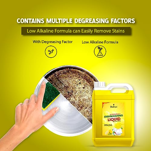 Shatras Dishwash Liquid Gel Lemon Can Jar, Kitchen Utensil Cleaner Removes Grease & Oil Dishwashing Detergent (5000 ml) - Image 3