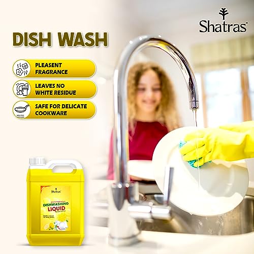 Shatras Dishwash Liquid Gel Lemon Can Jar, Kitchen Utensil Cleaner Removes Grease & Oil Dishwashing Detergent (5000 ml) - Image 5