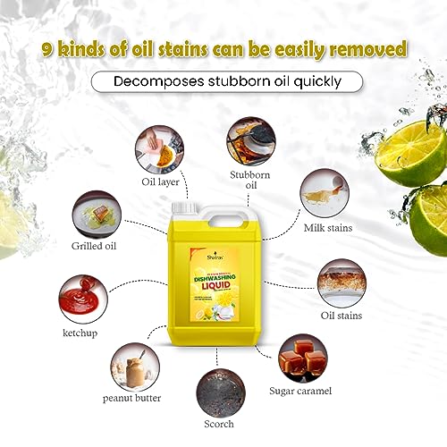 Shatras Dishwash Liquid Gel Lemon Can Jar, Kitchen Utensil Cleaner Removes Grease & Oil Dishwashing Detergent (5000 ml) - Image 4