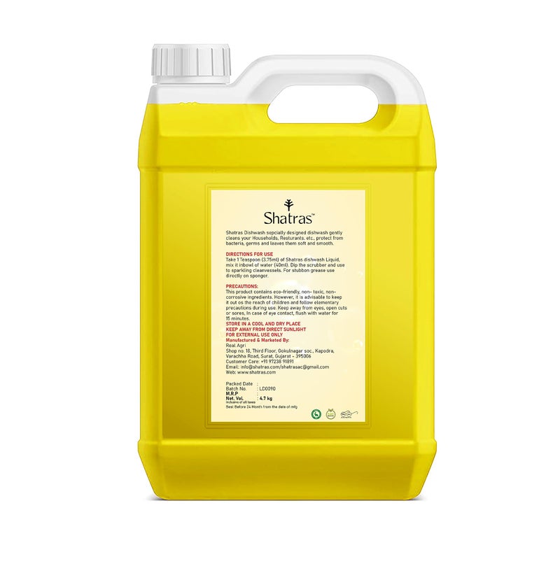 Shatras Dishwash Liquid Gel Lemon Can Jar, Kitchen Utensil Cleaner Removes Grease & Oil Dishwashing Detergent (5000 ml) - Image 2