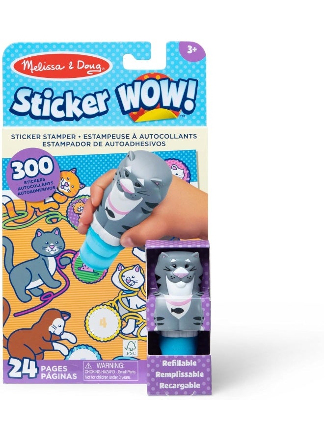 Melissa & Doug ملصقات ميليسا ودوج WOW!™ دفتر نشاط مكون من 24 صفحة وطابع ملصقات، 300 ملصق، لعبة فنية وحرفية قابلة للجمع – قطة - مواد معتمدة من FSC - Image 1
