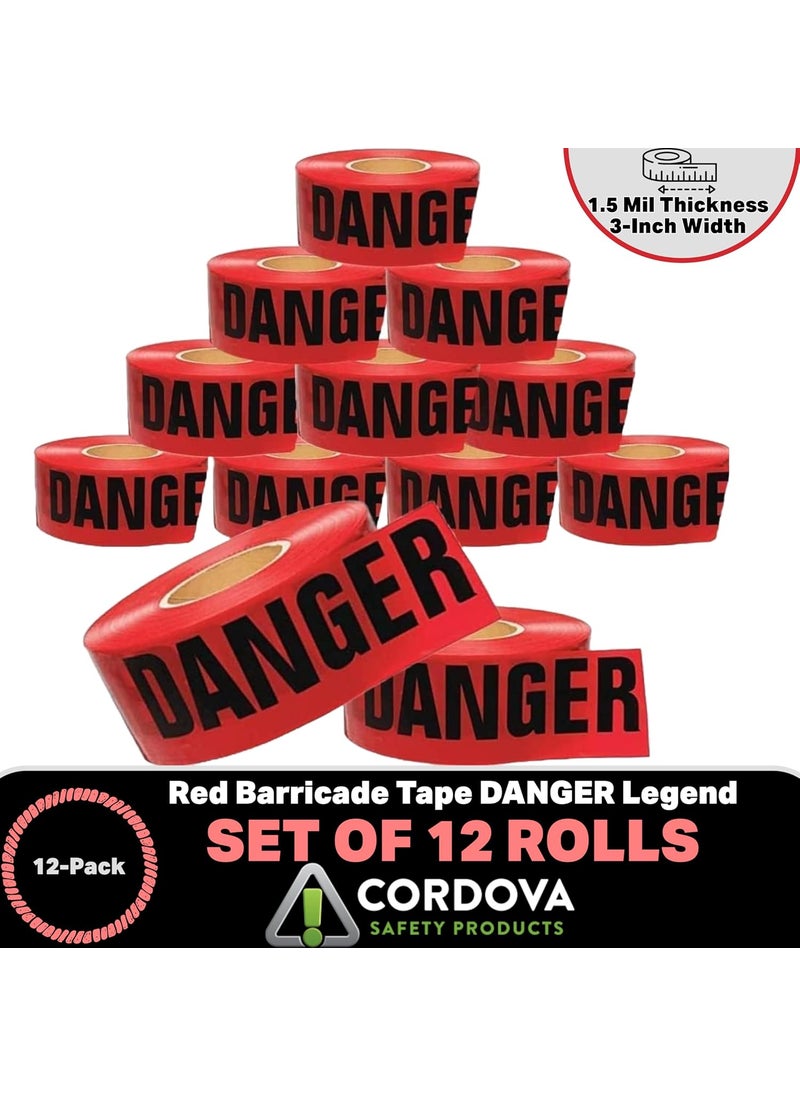 Cordova Cordova Safety Products  T15211 Pro Pack Danger Barricade Tape  Set of 12 Rolls  Each Roll Measures 3 x 1000  Red 31000 Red  - Image 4