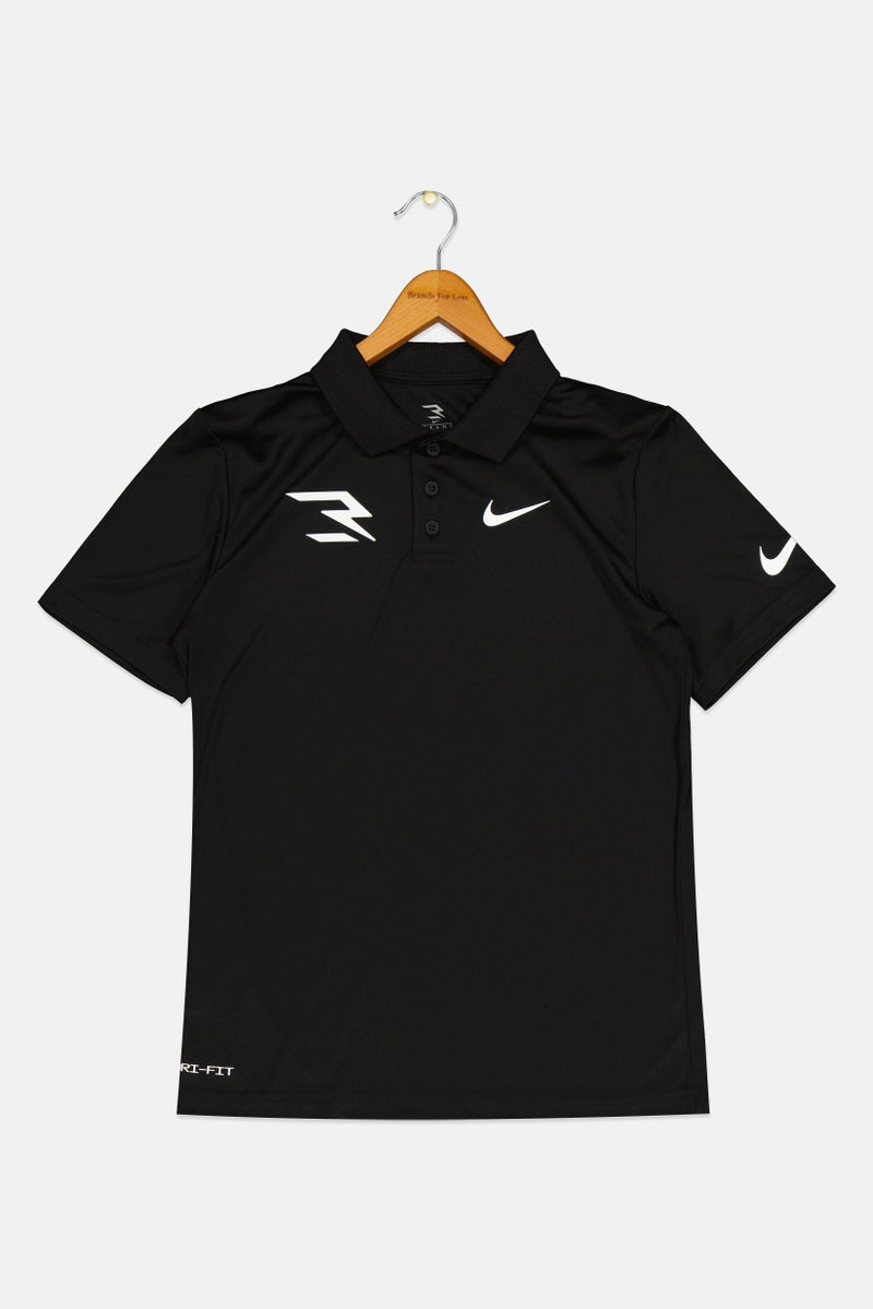 Nike Nike 3Brand by Russell Wilson Kids Boy Dri-Fit Fit Short Sleeves Polo Shirt, Black  - Image 1