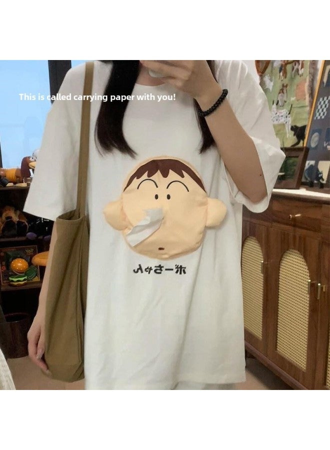 A Dai Paper Short Sleeve A Clothes With Paper T-shirt Crayon Shin Top Creative Summer Couple Clothes For Men And Women-Specifications:Dumb Tissue Paper Short-sleeved Two-piece Set-s (recommended Within 45kg ) - Image 4