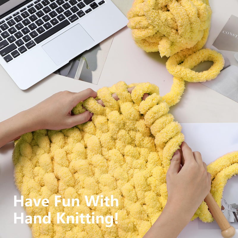 Cozyful Chunky Yarn for Hand Knitting - #10 Chunky Chenille Yarn, Jumbo Big Thick Chunky Yarns for Crocheting, Super Bulky Chunky Knit Blanket Yarns, 8 Skein (25 yds 8 oz Each Skein), Yellow - Image 5