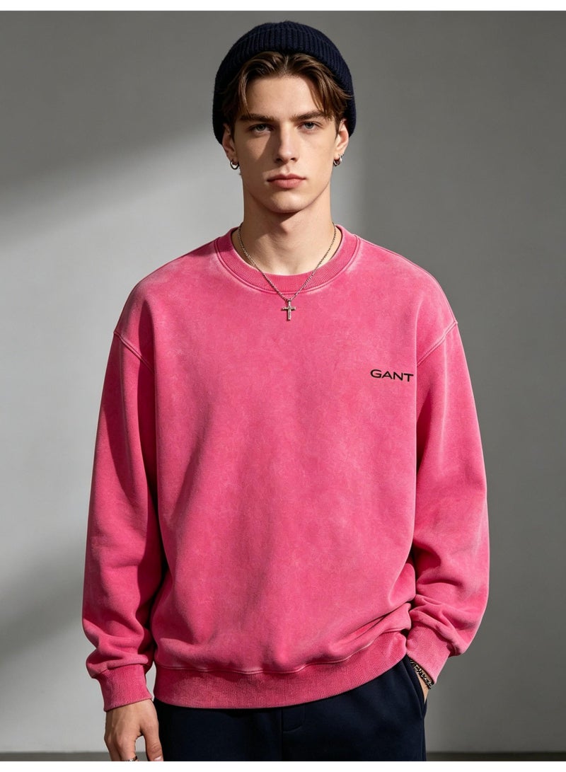 GANT Unisex Crew Neck Washed Sweatshirt, Men's Women's Casual Long Sleeve Top Rose Pink - Image 2